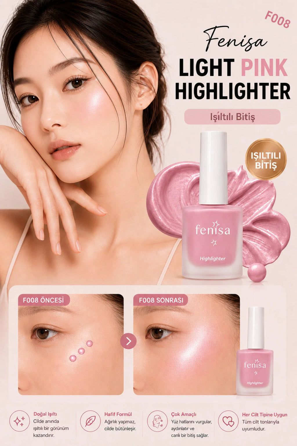 [vg:Light Pink] Likit aydınlatıcı Light Pink kullanım görünümü
