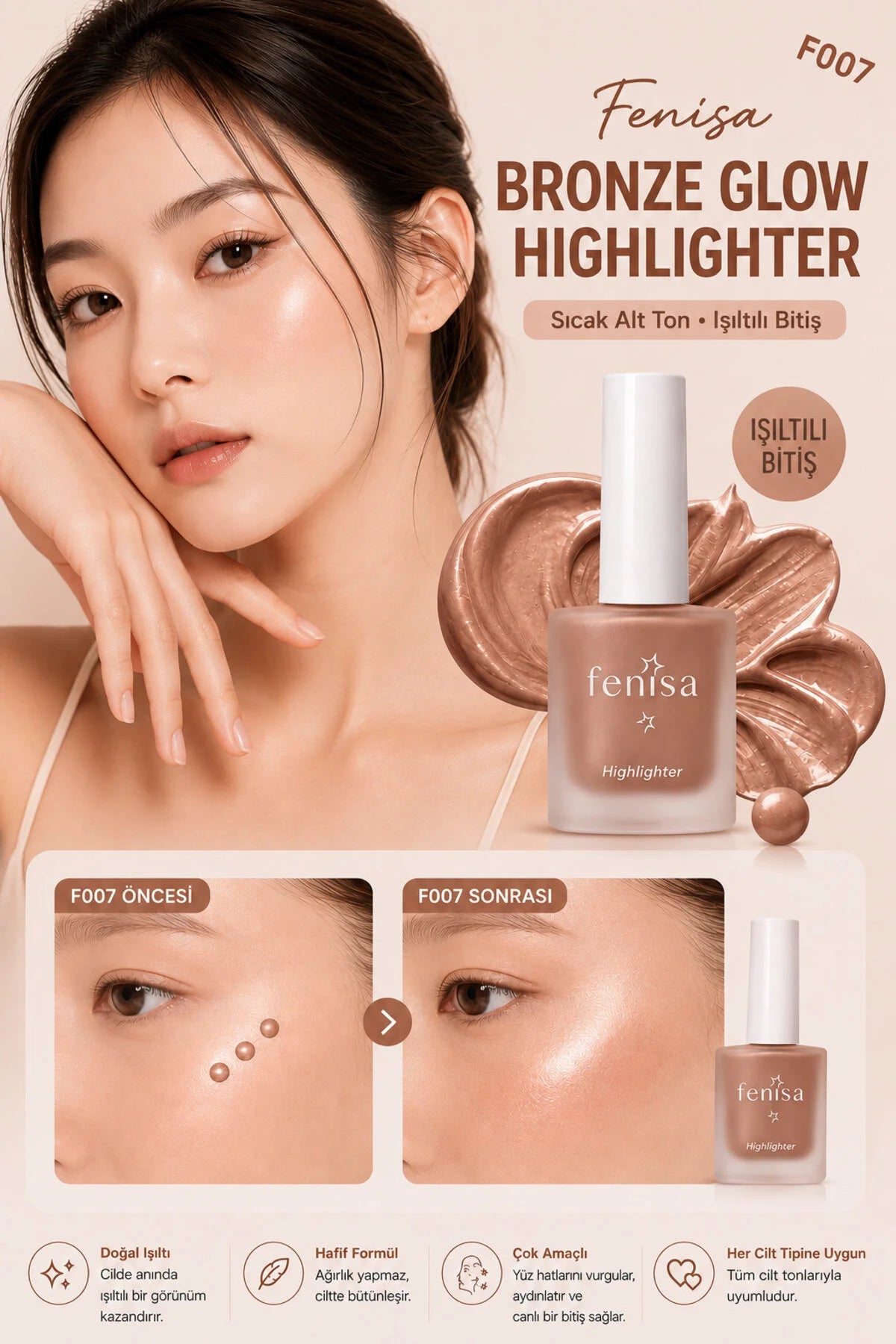 [vg:Bronze Glow] Likit aydınlatıcı Bronze Glow kullanım görünümü